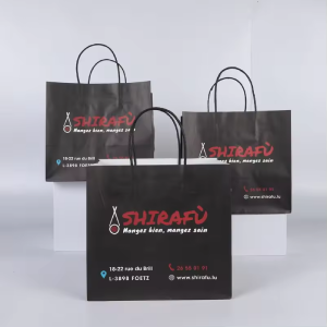 Custom Logo Printed Craft Restaurant Food Paperbag Biodegradable Takeaway Recyclable Kraft Paper Bag With Your Logo