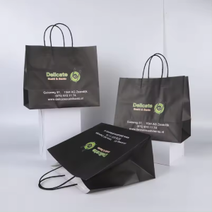 カスタムロゴプリントクラフトレストラン食品紙袋生分解性テイクアウトリサイクル可能なクラフト紙袋あなたのロゴ付き