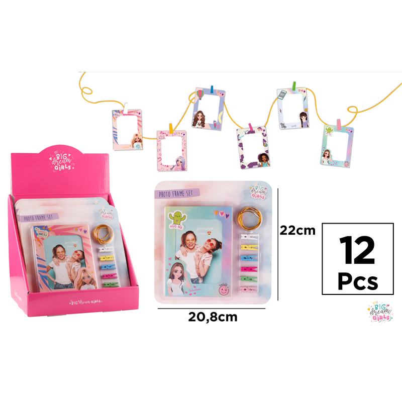 BD006: Big Dreams Girls Photo Frame Set with Clips and Rope