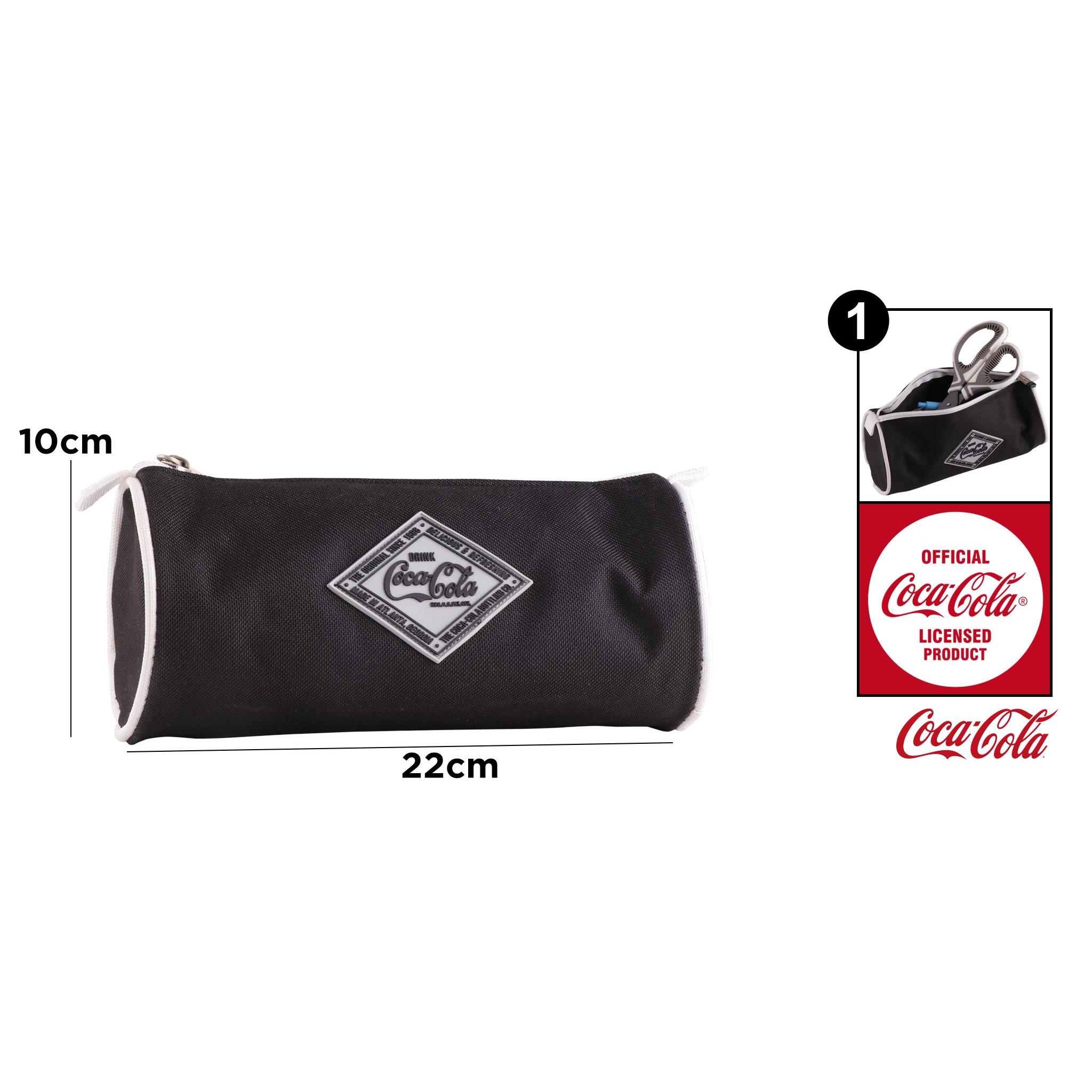 CC005 Coca-Cola kopzīmola pildspalvu maisiņš, melns auduma maisiņš