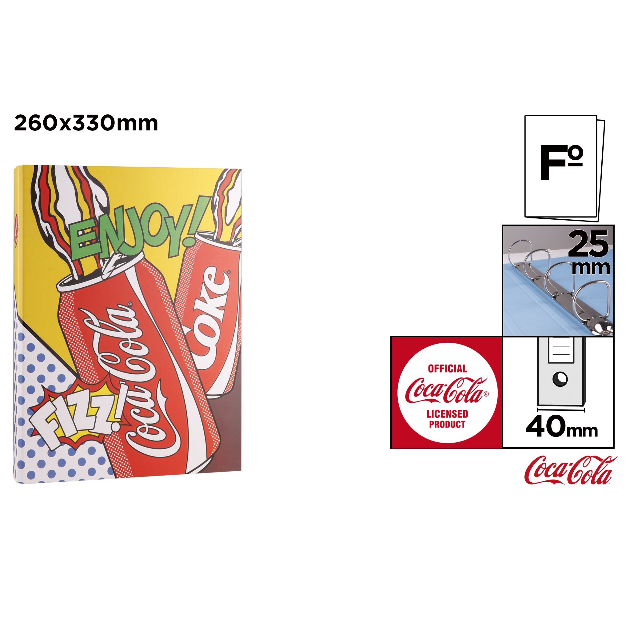 CC011 Coca-Cola Løsblade File Box Data Organizer-mappe med stor kapacitet