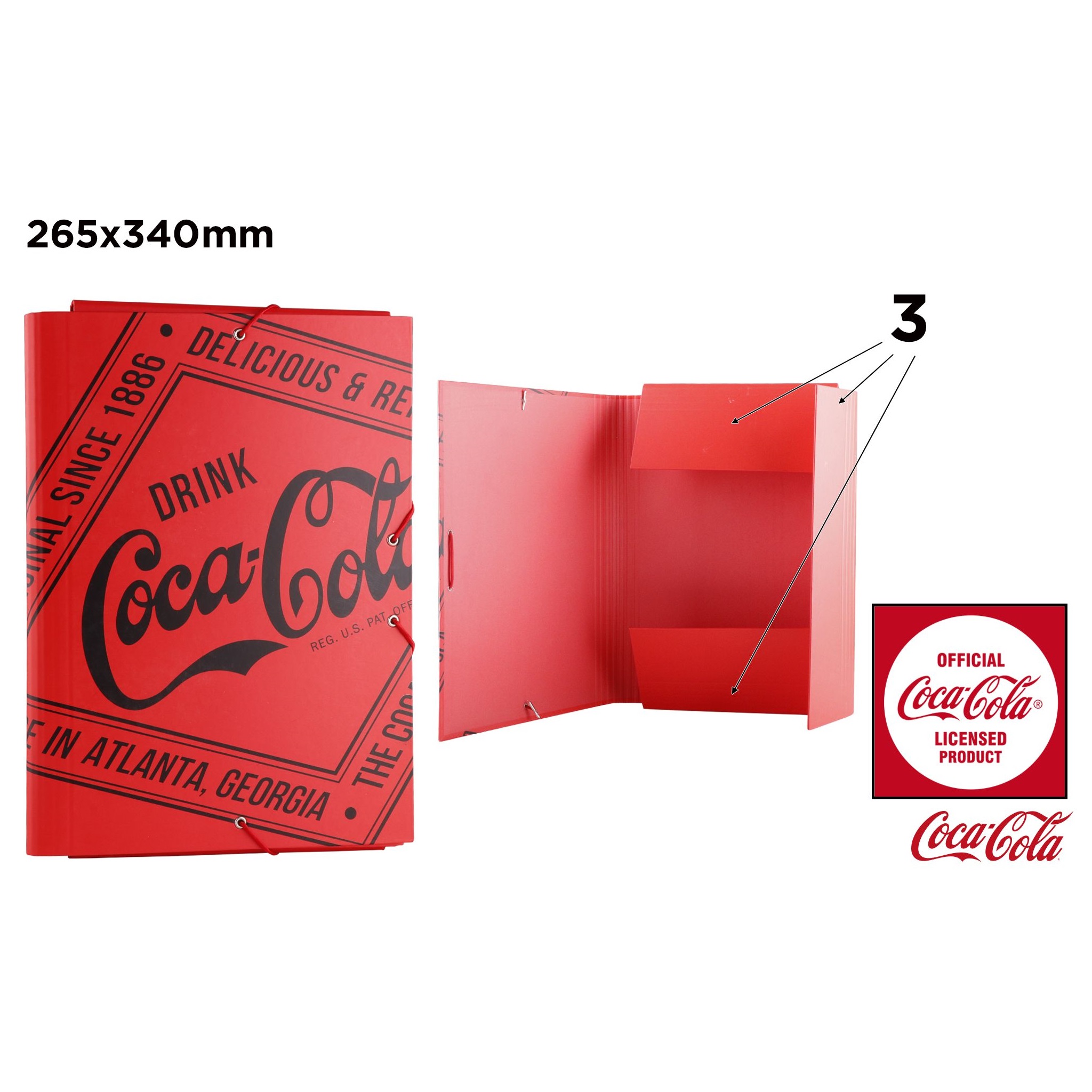 CC013 กล่องแฟ้ม Coca-Cola กล่องกระดาษแข็งจัดระเบียบข้อมูลแบบมีหนังยางปิด
