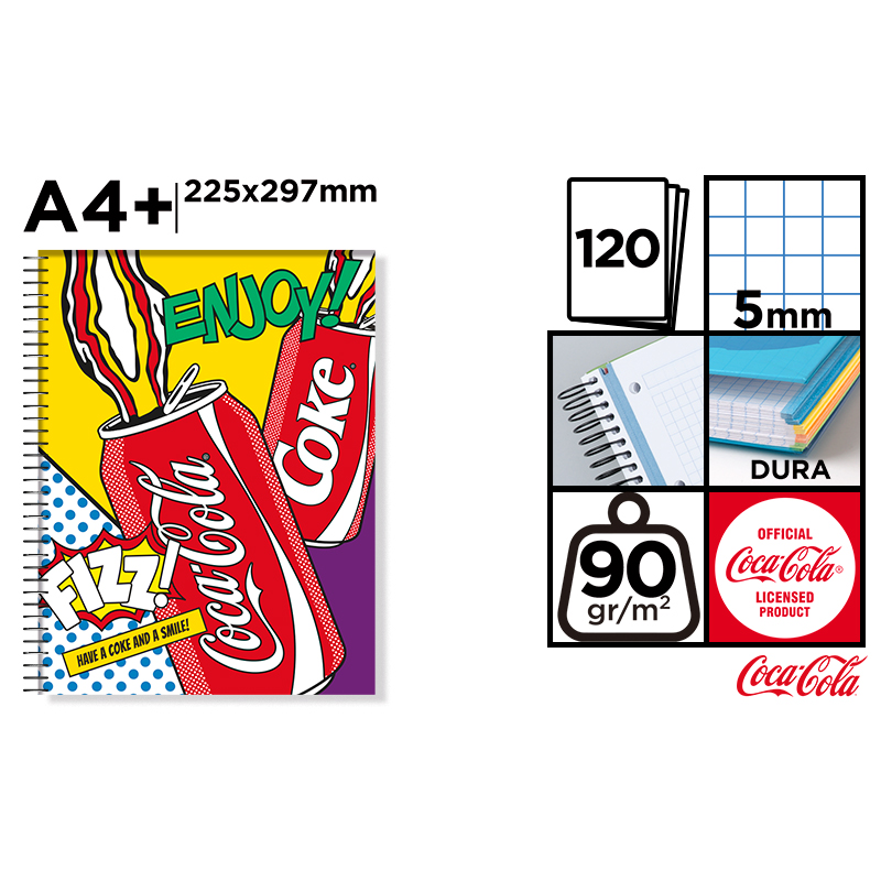 CC018 Extrahard Cover Notebook A4 120 ark Cocacola