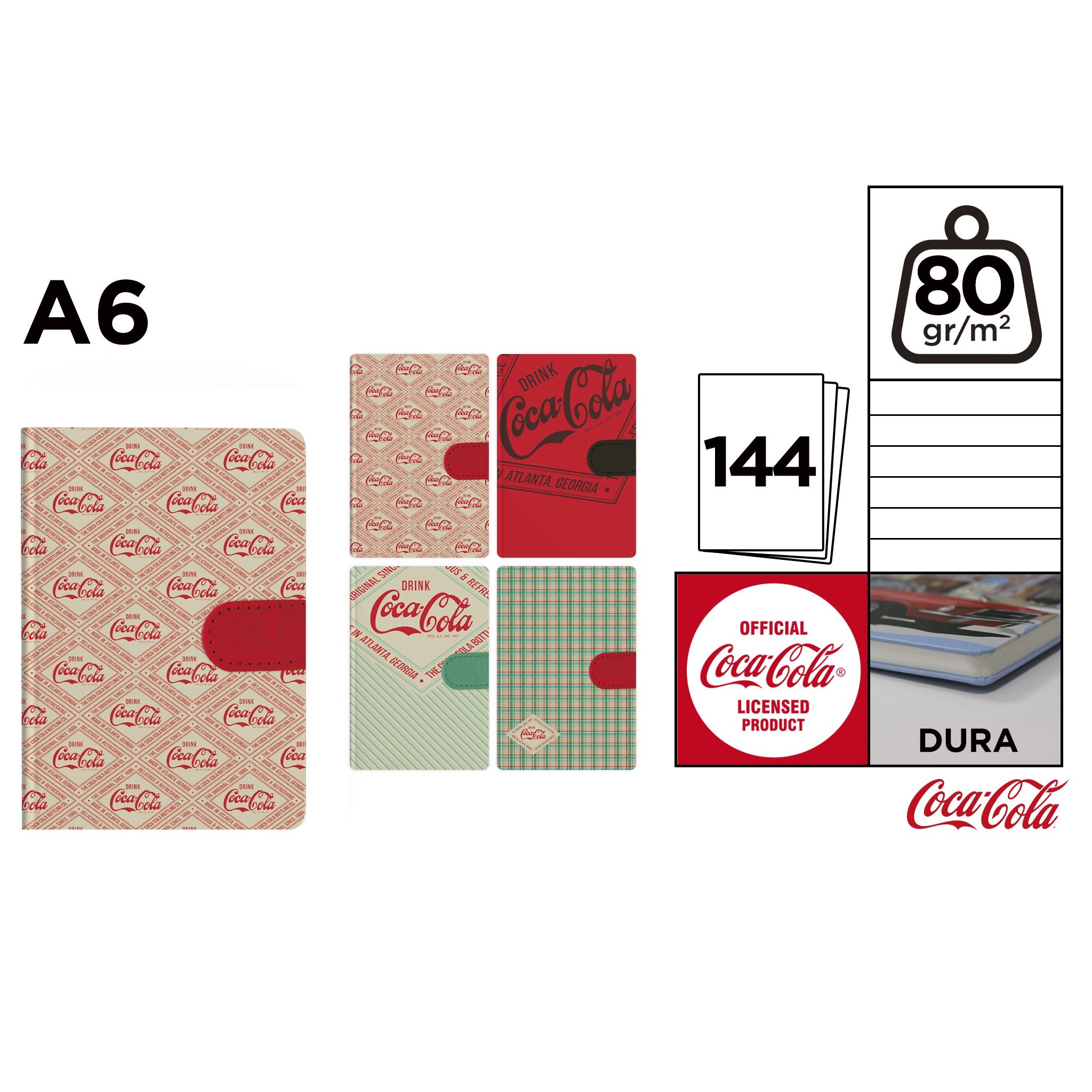 CC022 Cuaderno de marca compartida Coca-Cola Cuaderno de tapa dura A6 Libro de registro