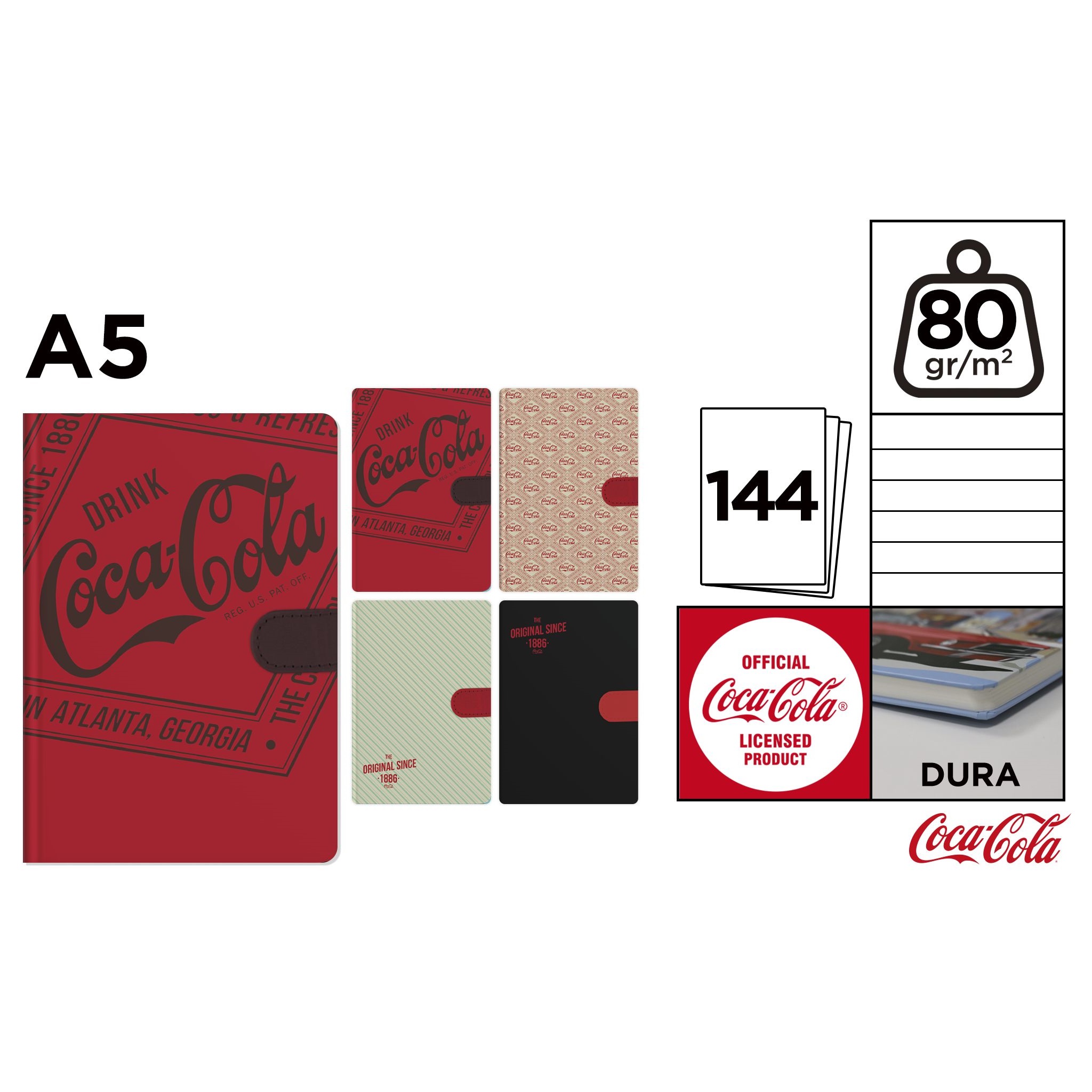 CC023 Coca-Cola Hardcover Notebook Hardboard Cover Notebook with Buckle Notebook