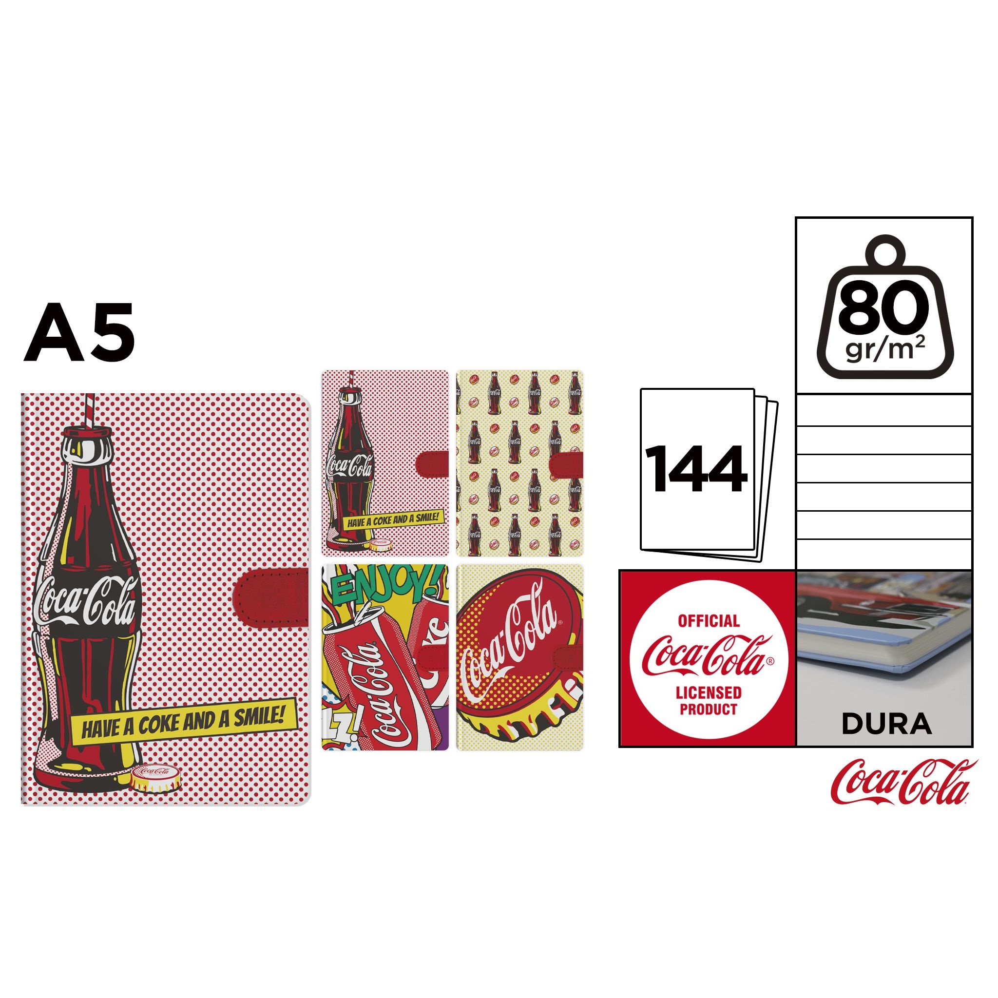 CC024 Coca-Cola Pop Pattern Koadernoa Azal Gogorreko Koadernoa A5 Koadernoa