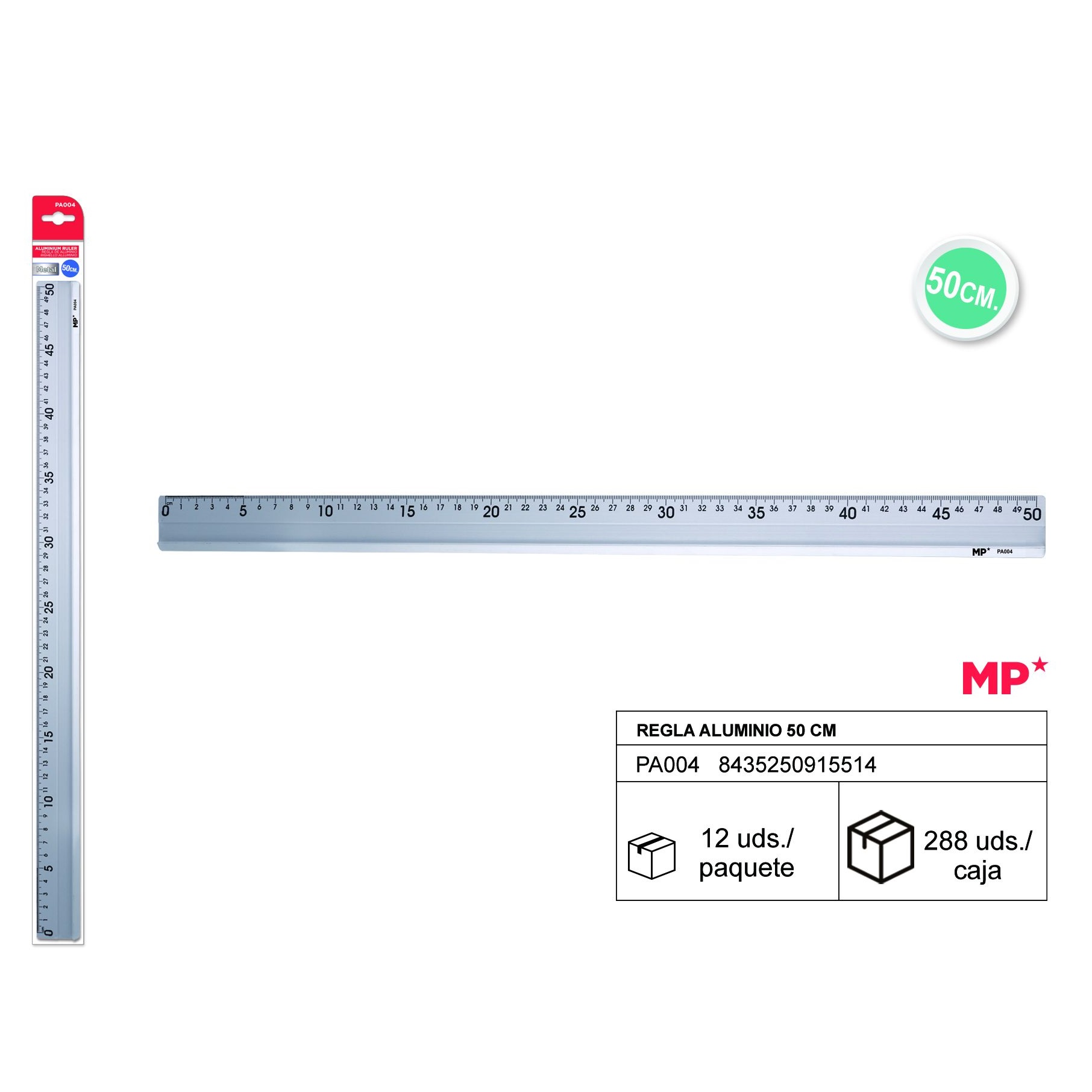 PA004 Surveying Straightedge Aluminum Metal Ruler Simple Straightedge 50cm