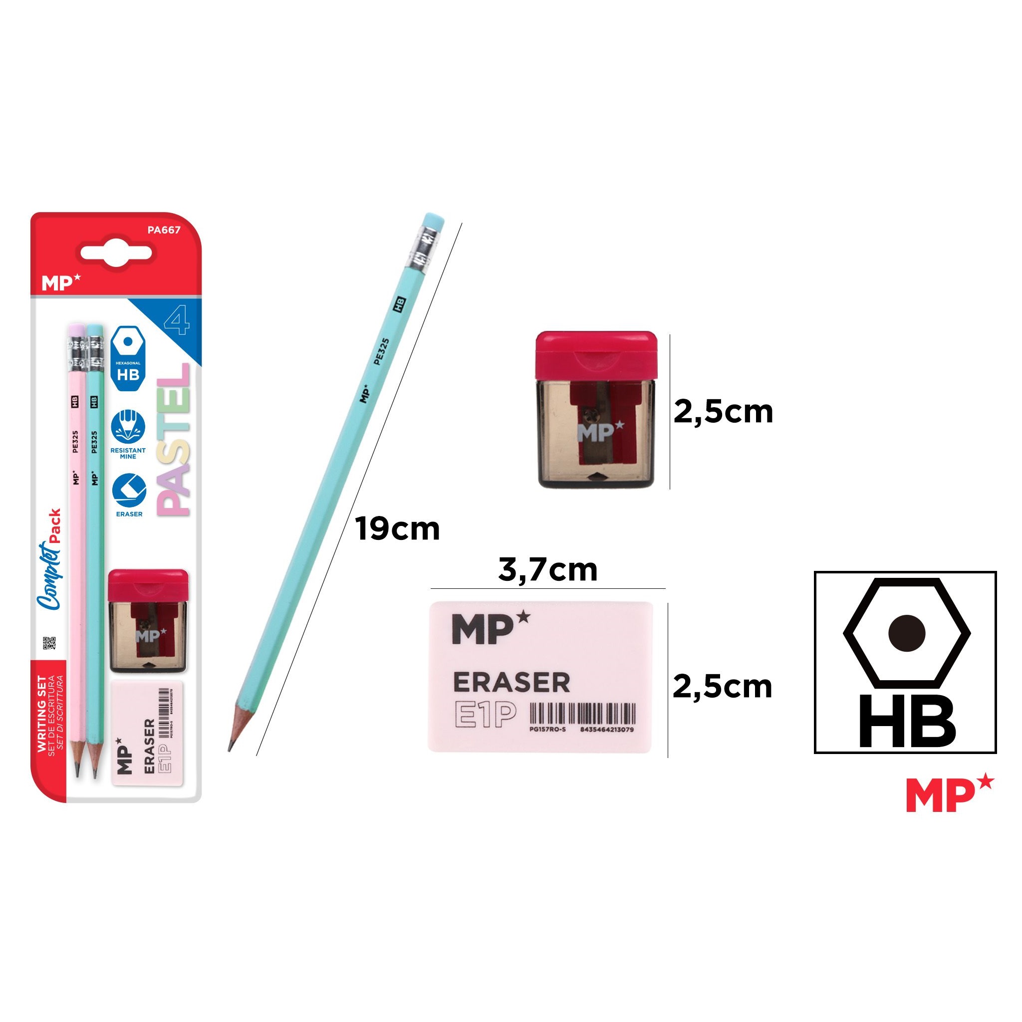 PA667/668/669/670 Pencil eraser and pencil sharpener set Writing set