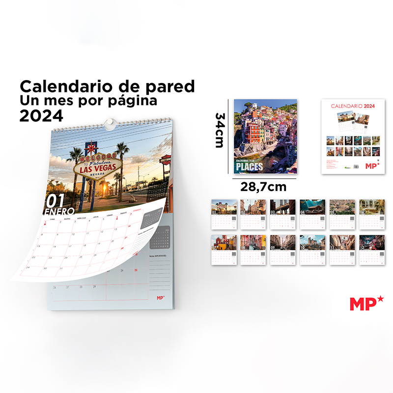 Premium Wall Calendar 2024 – 28.5 x 34 cm, De-kalidad na Materyal, Sari-saring Disenyo