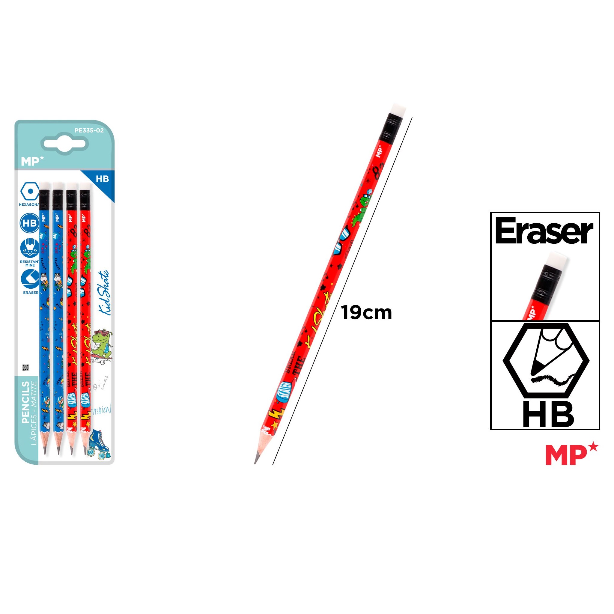 PE335 Fantasy Graphite Pencil Cartoon HB Pencil with Eraser Production and Supply