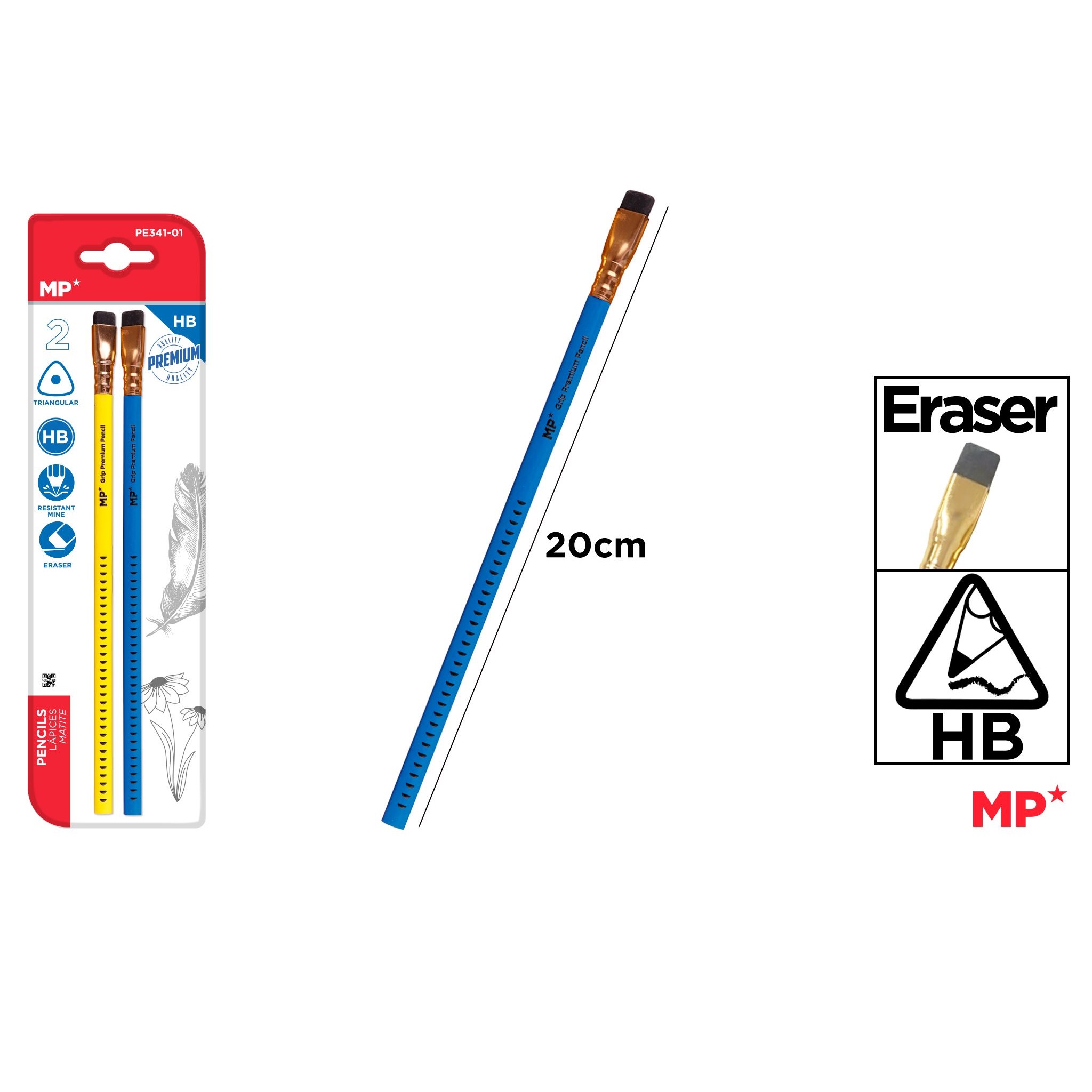 PE341 Premium Drawing Pencil Set Pencil with Eraser Premium Grip Pencil Production and Supply