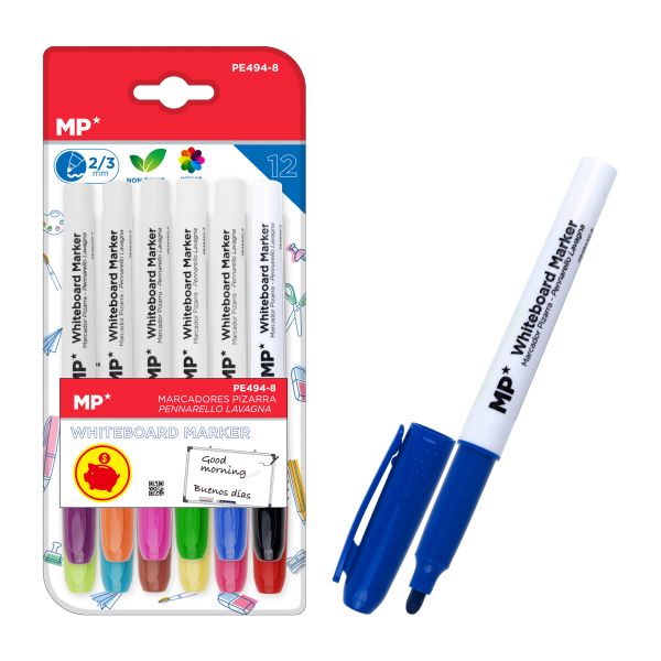 PE494-8 Whiteboard Marker Set, Non-Toxic Ink Marker, 12 Color Marker Set