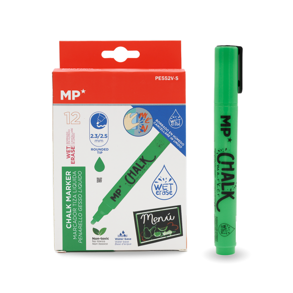 PE552V-S smaraggroen kryt nie-giftige ink merkers uitwisbare merkers