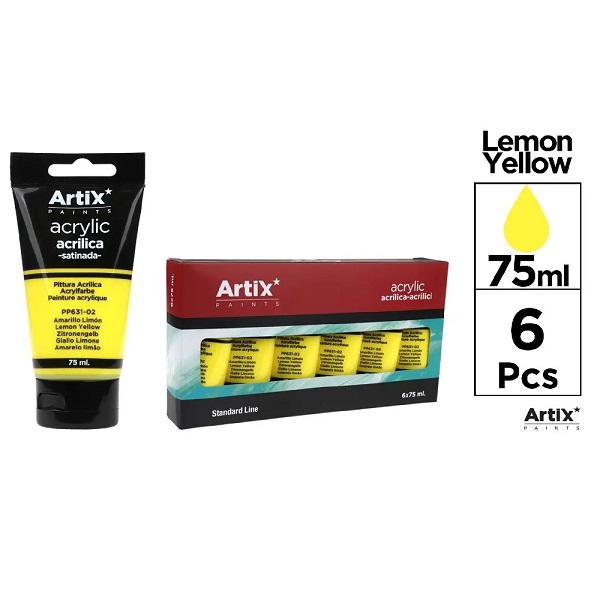 PP631-02 High Density Satin Lemon Yellow Acrylic Paint 75ml