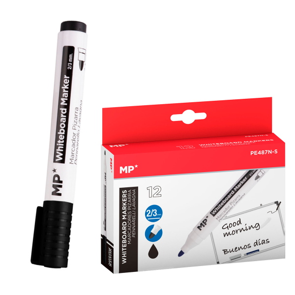 PE487N-S Black Whiteboard Pen Marker, Non-Toxic Ink Marker