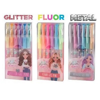 BD001 Glitter Pen, Highlighter, Metallic Ink Pen, Big Dream Girls Design Unisex Pen Set
