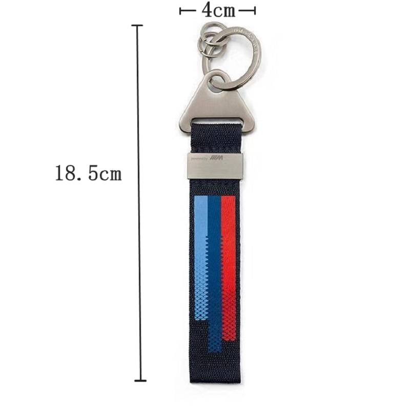 Fashion Knitted Fabric Car Keychain Tri-colour BMW key chain metal key ring Customization for BMW Show high-end  As Gifts forMAN