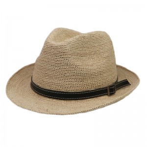 Unisex Men Striped Raffia Straw Womens Fedora Hats Summer Women Beach