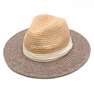 chapéu panamá de palha de ráfia de duas cores