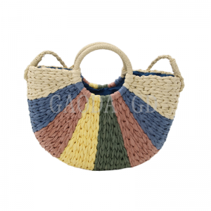 Bulk New Fashion Straw Handbag Design Simple Mixed-werna Paper Shoulder bag kanggo Wanita karo Handle