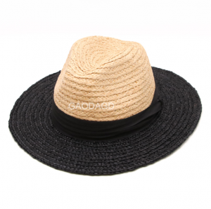 sombreiro panamá de palla de rafia de dúas cores