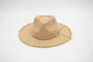 2024 New Style Hand Crochet Diamond Pattern Design 100% Raffia Beach Panama Hat