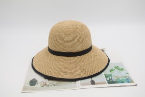 2024 ትኩስ ሽያጭ ክላሲክ ዲዛይን የሚያምር የባህር ዳርቻ የባህር ዳርቻ የእረፍት ጊዜ Raffia Straw Sun Hat