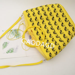 2023 Summer New Product Yellow Large-capacity Straw Woven Bag Western European Style Shoulder Bag Vegetable Basket Tote Bag