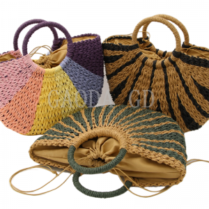 Bulk New Fashion Straw Handbag Design Simple Color Matching Paper Shoulder bag for Women with Handle