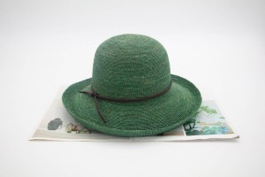 Chapeau seau en paille de raphia vert pur, vente directe d'usine, certificat Sedex 100% Crochet à la main