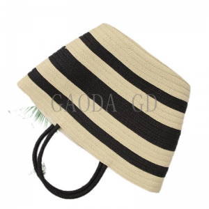 Wholesale Fashion Two Tones Handbag Design Simple Paper Braid Tote bag for Women Bucket bag