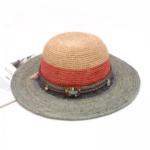 夏季女士拉菲草草帽寬簷遮陽帽