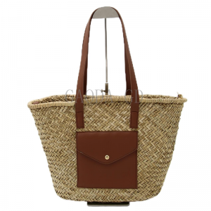 Bulk hot Selling Fashion Handmade Woven Sea Grass Tote bag with Leather Handles Handbag for Women big bags