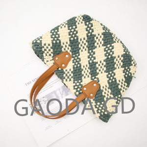 Color Matching Paper Straw PU Belt Woven Ladies Bag Large Capacity Foreign Style Straw Woven Bag