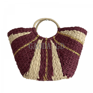 Bulk New Fashion Straw Handbag Design Simple Mixed-colors Paper bag for Women with Handles