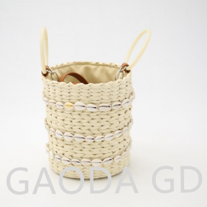 Explosive New Products Fashionable Handmade Straw Bucket Bag With Shell