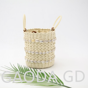 Explosive New Products Fashionable Handmade Straw Bucket Bag With Shell