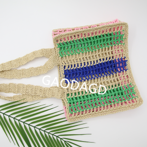Factory Direct Sale New Design Colorful Paper String Straw Woven Bag Color Contrast Casual Beach Bag Fashion Women’s Bag