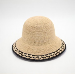 2024 Delicate Design 100% Hand Crochet Raffia Straw Lightweight Portable Summer Hat