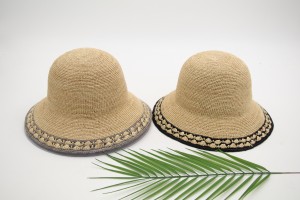 2024 Narin Tasarım 100% El Tığ Işi Rafya Hasır Hafif Taşınabilir Yaz Şapka