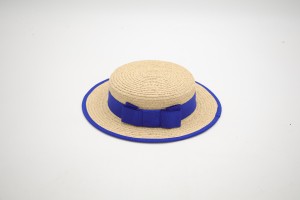 Chapeau de plaisancier à dessus plat en paille de raphia à bord court pour enfants et adultes, printemps et été