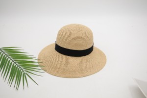 New Summer Woman Beach ຫຍ້າທໍາມະຊາດບໍລິສຸດ Raffia Rafia Raphia Wide Brim Visor Straw Hat