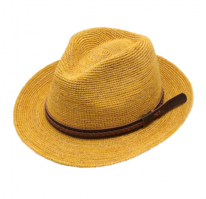 Unique Woman Beach Summer Fine Woven Raffia Straw High Quality Belt Fedora Hat
