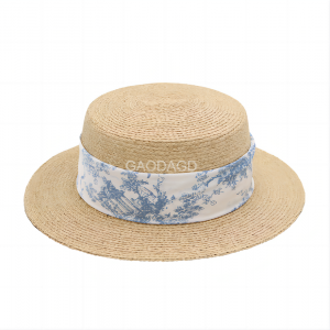 raffia straw boater hat