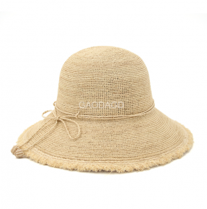 라피아 밀짚 레이디 크로 셰 뜨개질 버킷 모자