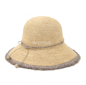 raffia straw lady crochet bucket hat