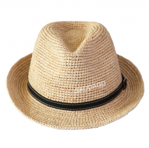 raffia straw fedora hat