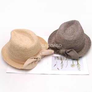 raffia straw fedora hat with bow