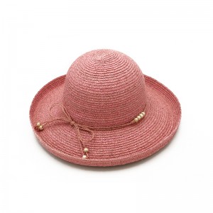 Topi Sun Hat Lace Roll Up kanggo Wanita Wide Brim