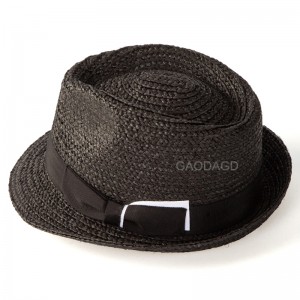散裝新款日常時尚多色巴拿馬帽拉菲草草編織軟呢帽男女通用捲邊